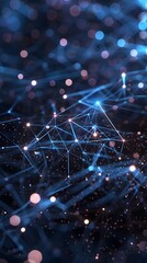 Poster - A 3D rendered image featuring a striking digital constellation pattern with futuristic tech elements including glowing lines points and particles that create a dynamic
