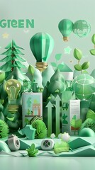 Poster - sustainable green finance magazine cover with eco friendly