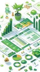 Poster - green finance research report 2d illustrated analysis of eco friendly investment trends