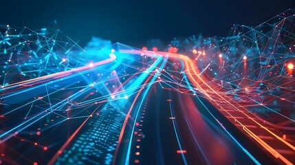 Poster - abstract representation of smart transportation network lines in motion