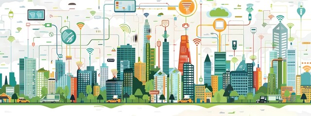 Poster - vibrant smart city infrastructure with embedded technology for efficient sustainable and connected