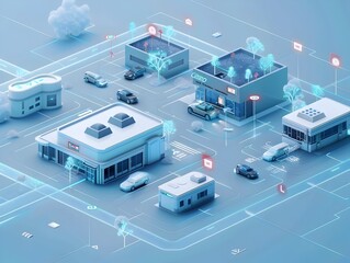 Poster - futuristic digital public services enhanced with modern urban interface