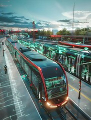 Poster - Connected Public Transport Futuristic Smart Buses and Trains with Digital Features Servicing an