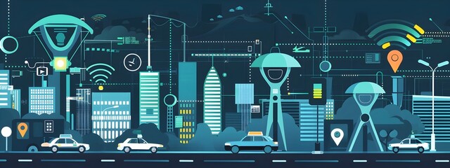 Poster - smart city surveillance advanced surveillance systems monitoring a futuristic urban landscape
