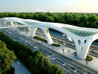 Poster - Futuristic Transportation Hub with Innovative Architectural Design