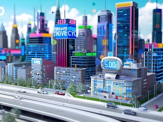 Poster - smart city health monitoring integrated health surveillance systems in a futuristic cityscape