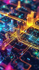 Poster - futuristic heat map visualization of smart city data and infrastructure