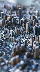 Poster - digital 3d interactive cityscape with futuristic skyscrapers and modern urban architecture