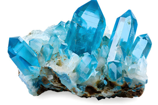 Blue crystal quartz isolated on white background