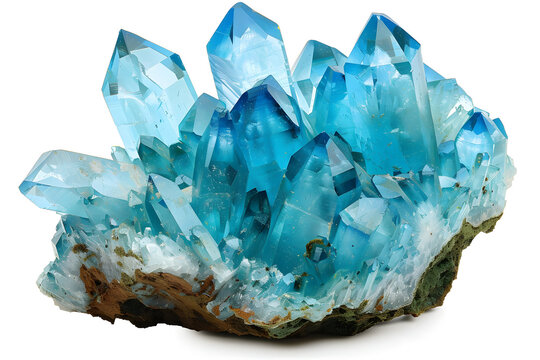 Blue crystal quartz isolated on white background