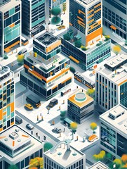 Poster - Vibrant Urban Tech Innovation Hubs Showcasing Modern City Architecture and Digital Progress