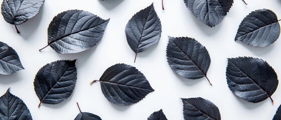Wall Mural - black leaves on white background