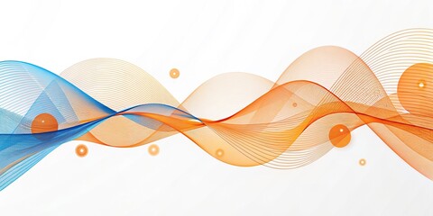 Abstract technology background with small chat speech bubbles in gradient orange and blue waves lines on a white background, communication, conversation, chat, speech bubbles, abstract
