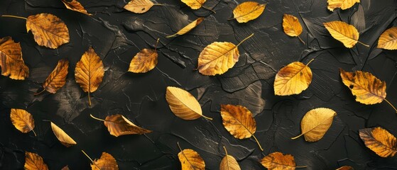 Sticker - golden leaves on white background