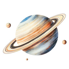 Wall Mural - Watercolor Saturn planet space isolated on white background