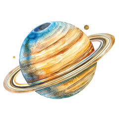 Wall Mural - Watercolor Saturn planet space isolated on white background