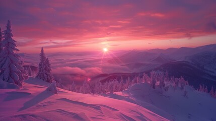 Poster - Sunrise View in the Mountains 