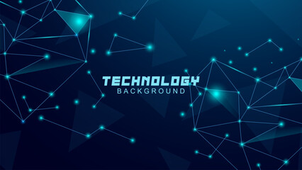 Wall Mural - Abstract background digital technology concept. Futuristic triangle lines with blue light particles. suitable for banners, websites, wallpapers, posters