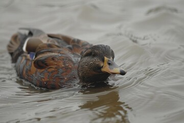 Wall Mural - Duck floating water