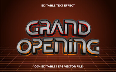 Poster - grand opening 3d editable vector text effect. Modern concept text effect, with combination metal colors