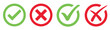 © J Creatives - Check mark icon button set. Check box icon with right and wrong buttons and yes or no checkmark icons in green tick box and red cross.