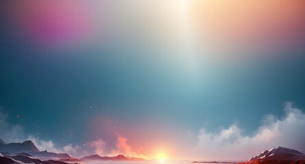 Sticker - Sunset over Mountain Range with Colorful Sky