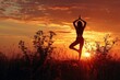 © Sandu - Female practicing yoga outdoors during sundown