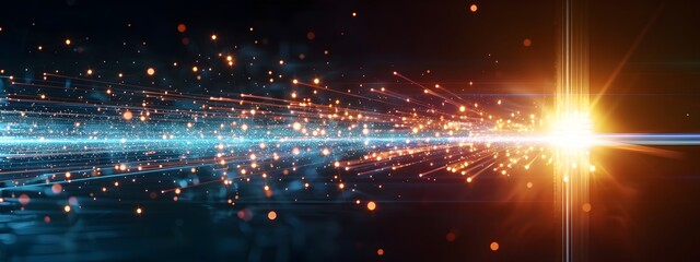 Poster - Illustrative Representation of Digital Data Transmission Through Fiber Optic Cables