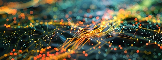 Poster - Abstract Fiber Optic Network Map Showcasing Digital Connectivity Infrastructure