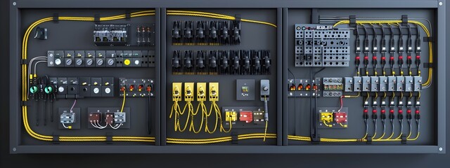 Poster - Fiber Optic Patch Panel with Diverse Network Connections and Utility Equipment
