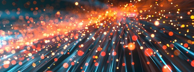 Poster - fiber optic data flow streams of light representing data transmission through digital infrastructure