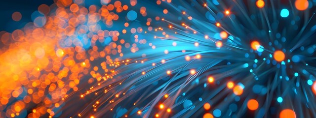 Poster - Intricate Fiber Optic Network Node Connection A Visually Captivating Digital