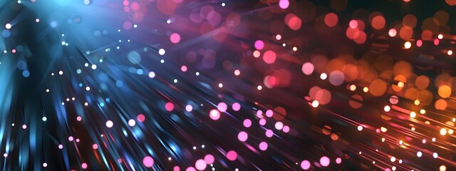 Poster - Luminous Fiber Optic Network Signal Strength   Abstract 3D Visualization of Digital Communication
