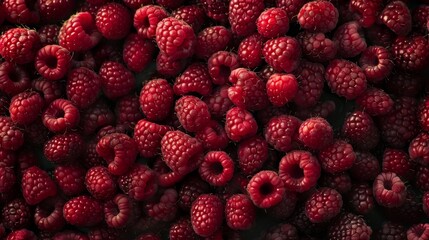 Wall Mural - The Fresh Red Raspberries