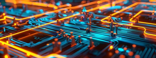 Poster - Fiber Optic Network Layout 2D of Futuristic Telecoms Infrastructure