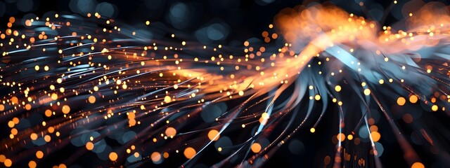 Poster - Detailed 3D Rendering of Fiber Optic Cable Fusion Process Concept