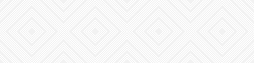 Seamless trendy pattern of stripes and diamonds, geometric white shapes for textiles and wallpaper. Abstract panoramic pattern on a gray background for a New Year or wedding cover or card.