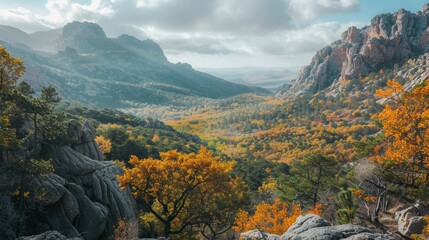 Wall Mural - View of Mountains in Autumn 