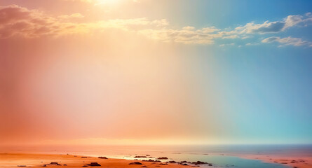 Canvas Print - Sunlit Coastline with Dramatic Clouds