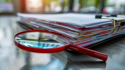 Poster - The magnifying glass and documents