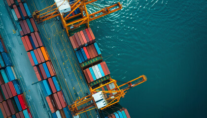 Wall Mural - sea container ship in fog in the port