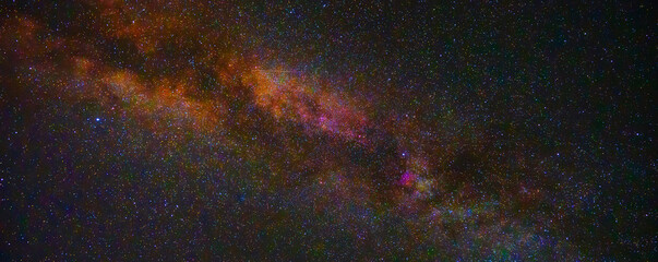 Wall Mural - Night starry sky with bright stars, milky way and galaxy