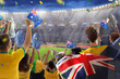 © famveldman - Australia fans on stadium. Australian supporters.
