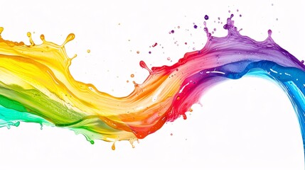 Poster - Rainbow liquid splashing in Energy Dissipation, negative space, isolated on black background, advertising photoshoot, pride month LGBTQIA theme