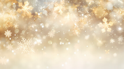Wall Mural - Abstract background with golden glitter and snowflakes