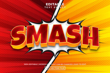 Wall Mural - Smash 3d comic cartoon style editable text effect template