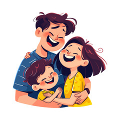 Wall Mural - Cheerful boy and girl with dad