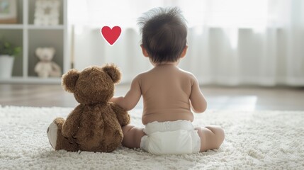 Poster - The baby with teddy bear