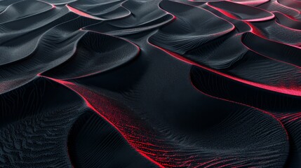 Poster - Digital art representation of a dark, sandy desert landscape with intricate, wavy patterns