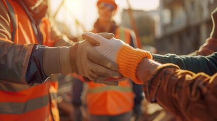 Wall Mural - The Handshake at Construction Site